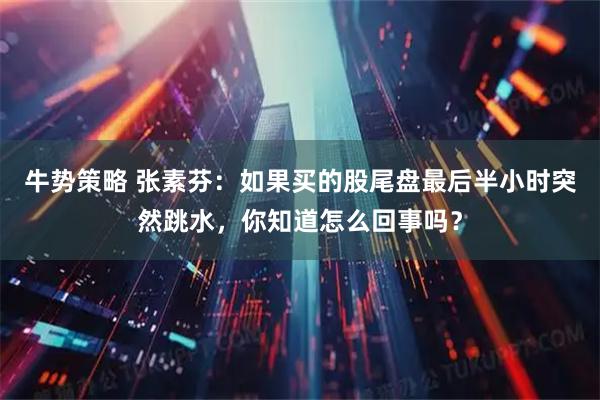 牛势策略 张素芬：如果买的股尾盘最后半小时突然跳水，你知道怎么回事吗？